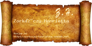 Zorkóczy Henrietta névjegykártya